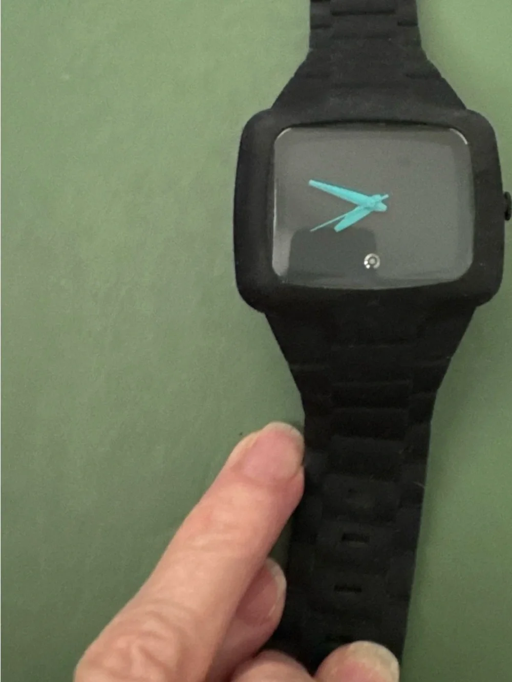 Nixon Rubber Player “Yes It’s Real”Black 100 M Square Watch Teal Hands